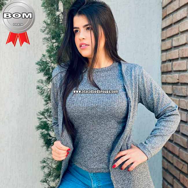 Cardigan de Malha Canelada M Cardigan de Malha Canelada M