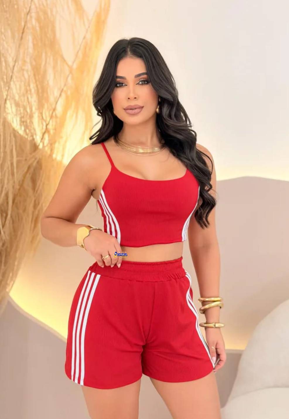 Conjunto Feminino Casual Listras