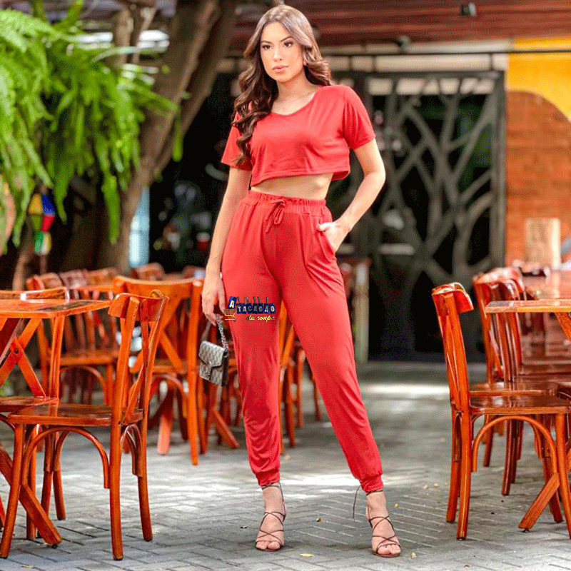 Conjunto Mari Cropped E Calça Conjunto Mari Cropped E Calça