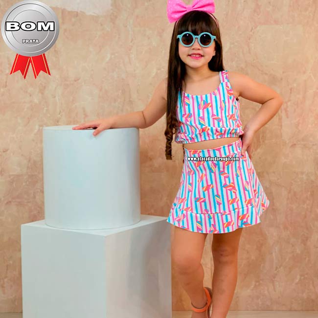 Conjunto Infantil Saia Summerplex 5 a 9 Anos Conjunto Infantil Saia Summerplex 5 a 9 Anos