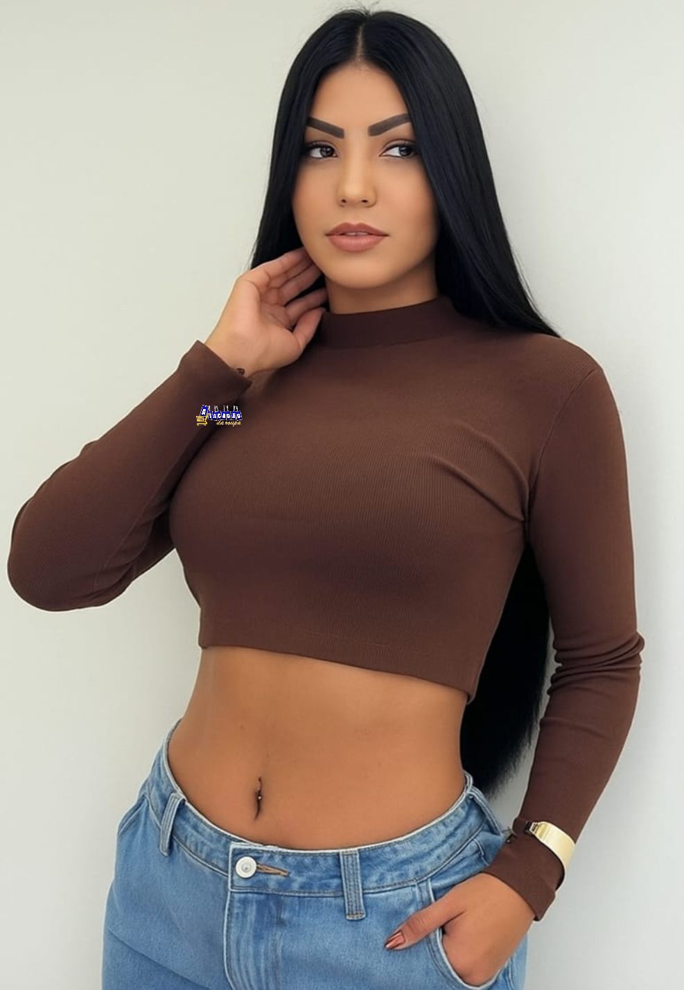 Cropped Manga Longa Feminino Cropped Manga Longa Feminino