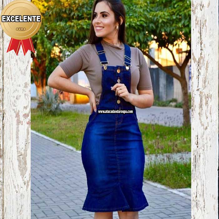 Jardineira Jeans Feminina