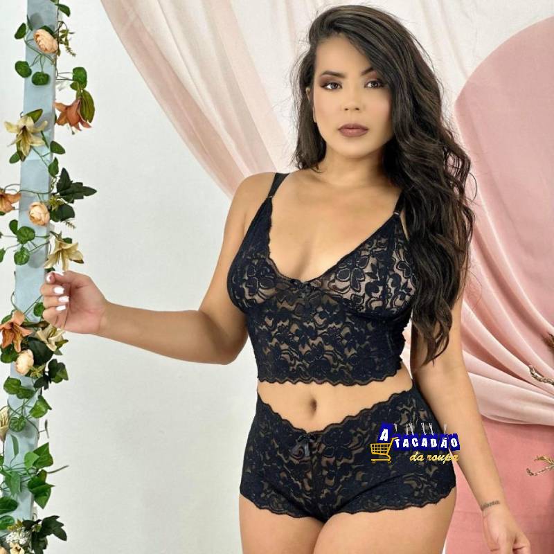 Lingerie Shortinho de Renda Sem Bojo