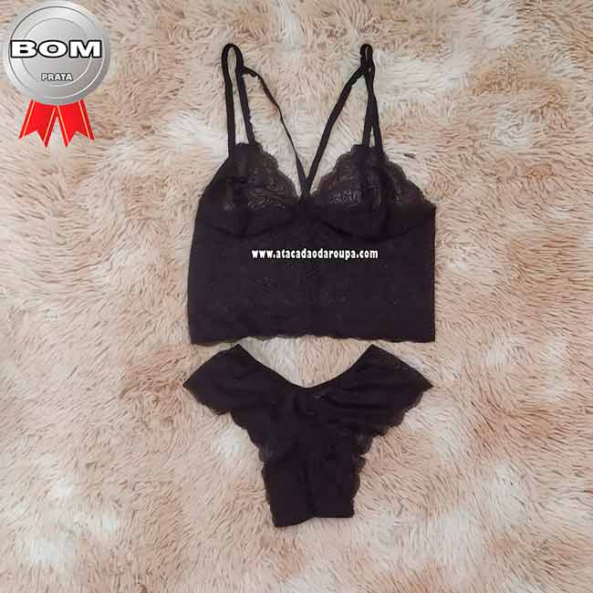 Lingerie Sem Bojo Cropped Renda Gladiador