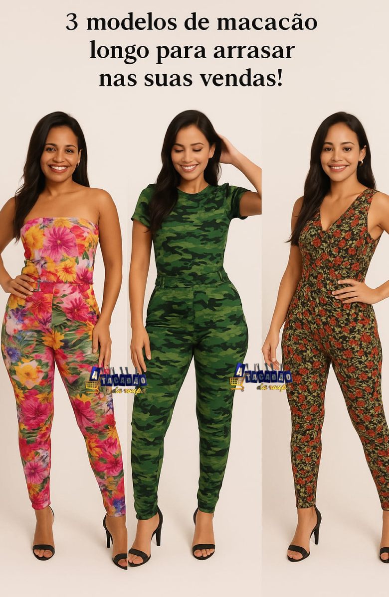 Macacão Longo Feminino Estampado Básico