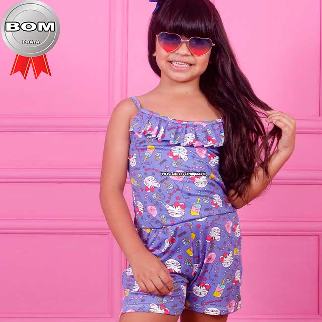 Macaquinho Infantil Malha Leila P/M/G 4 a 8 Anos Macaquinho Infantil Malha Leila P/M/G 4 a 8 Anos