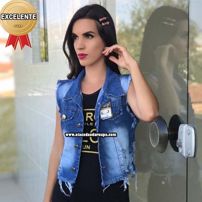 Colete Jeans Feminino