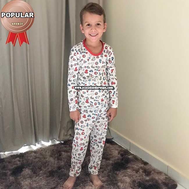 Conjunto Pijama Infantil Malha Fria 1 a 4 Anos Unissex
