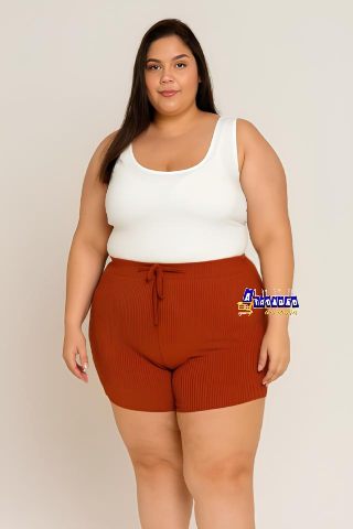 Short Malha Canelada Plus Size