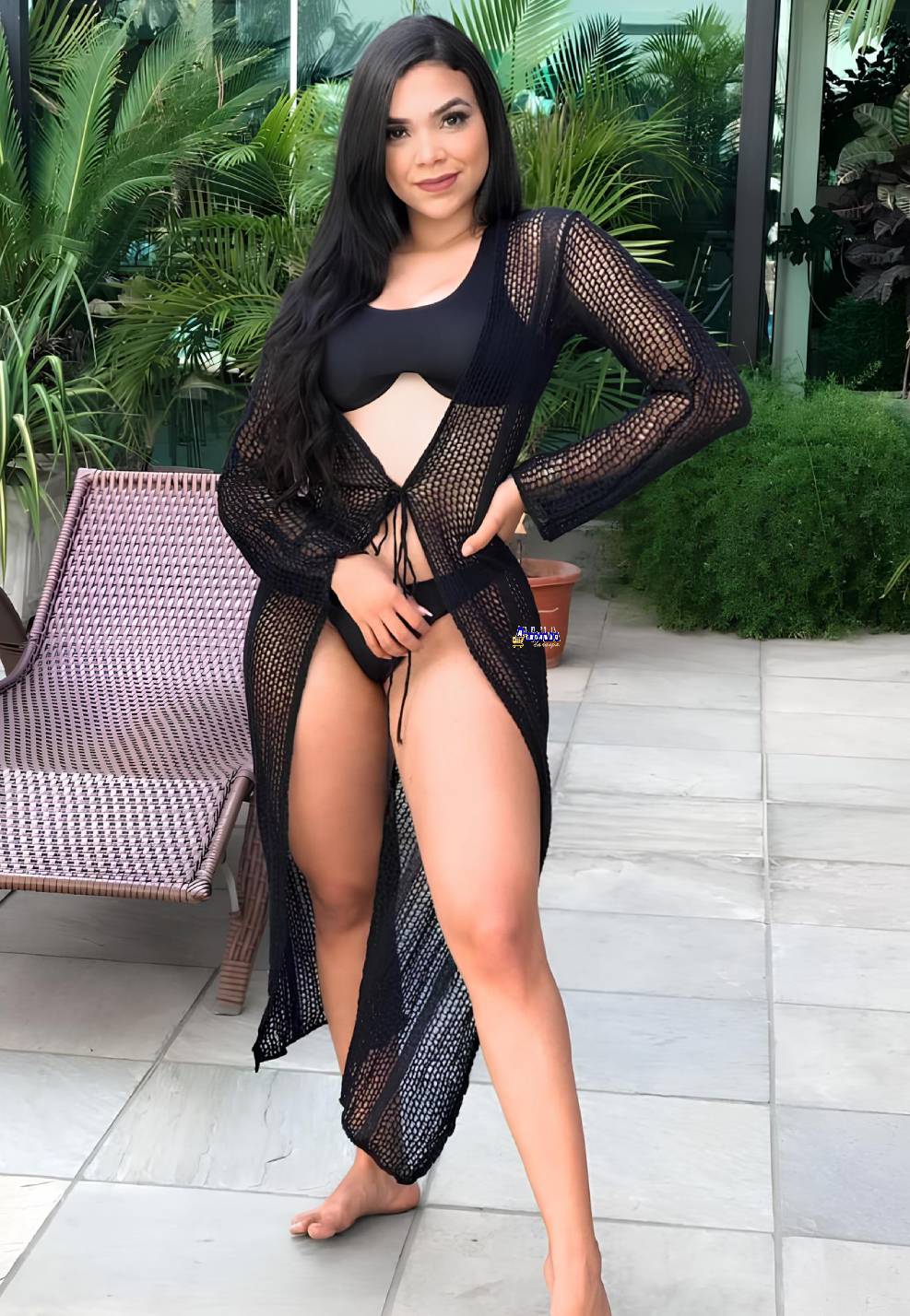 Saída de Praia Feminina Tricot Manga Longa