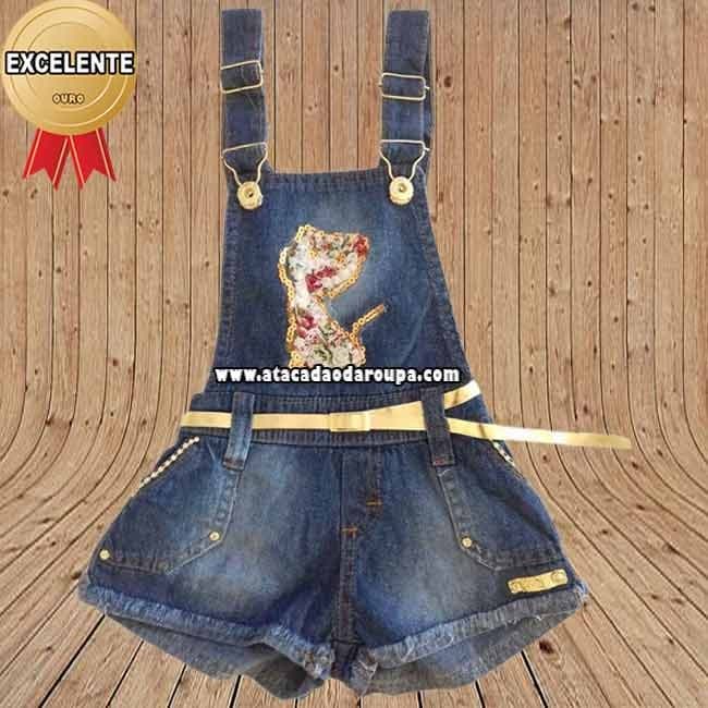 Jardineira Jeans Infantil P/M/G 1 a 3 Anos