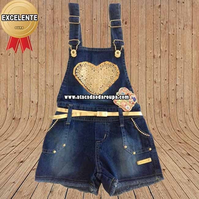 Jardineira Jeans Infantil P/M/G 1 a 3 Anos