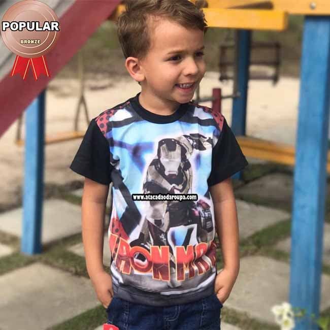Camisa Estampada Infantil Viscolycra P  5 a 6 Anos