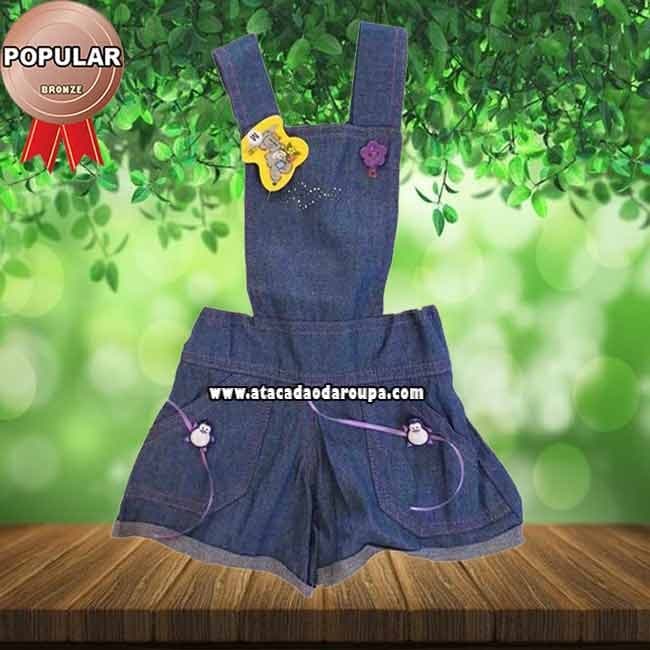 Jardineira Infantil Em Jeans 1 a 3 anos