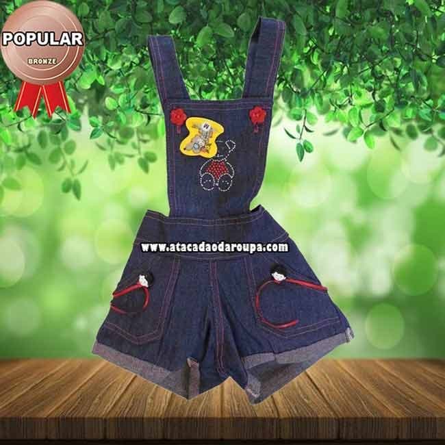 Jardineira Infantil Em Jeans 1 a 3 anos