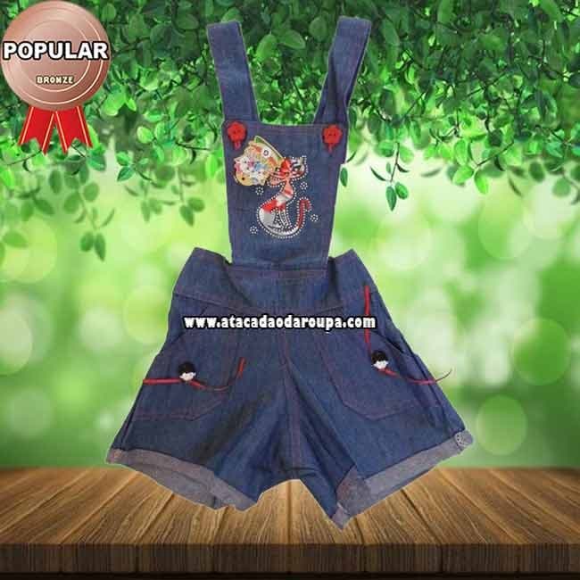 Jardineira Infantil Em Jeans 1 a 3 anos