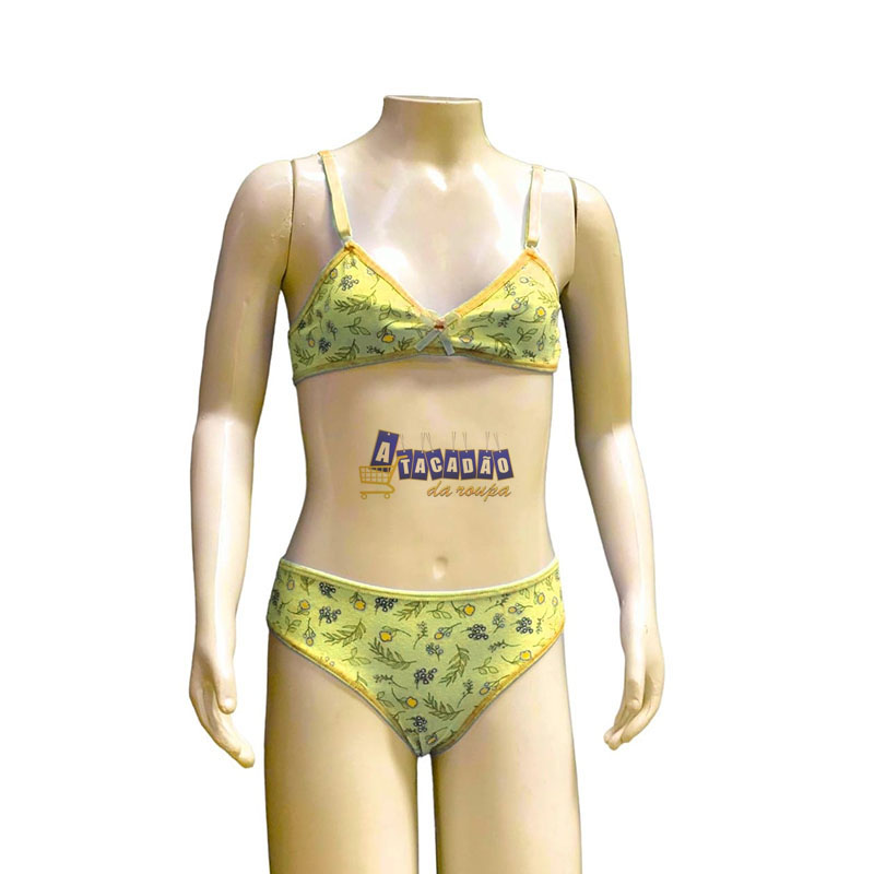 Lingerie Infantil Sem Bojo Cotton 6 a 10 Anos