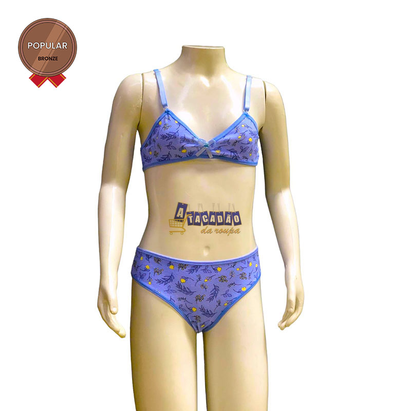 Lingerie Infantil Sem Bojo Cotton 6 a 10 Anos