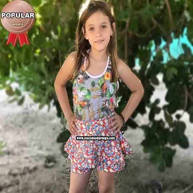 Short Saia Infantil Tricoline 4 a 6 anos Short Saia Infantil Tricoline 4 a 6 anos