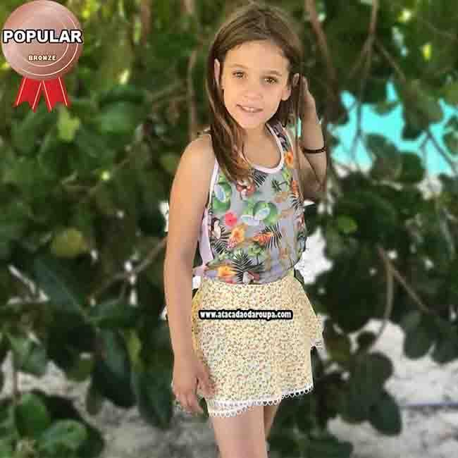 Short Saia Infantil Tricoline 4 a 6 anos Short Saia Infantil Tricoline 4 a 6 anos