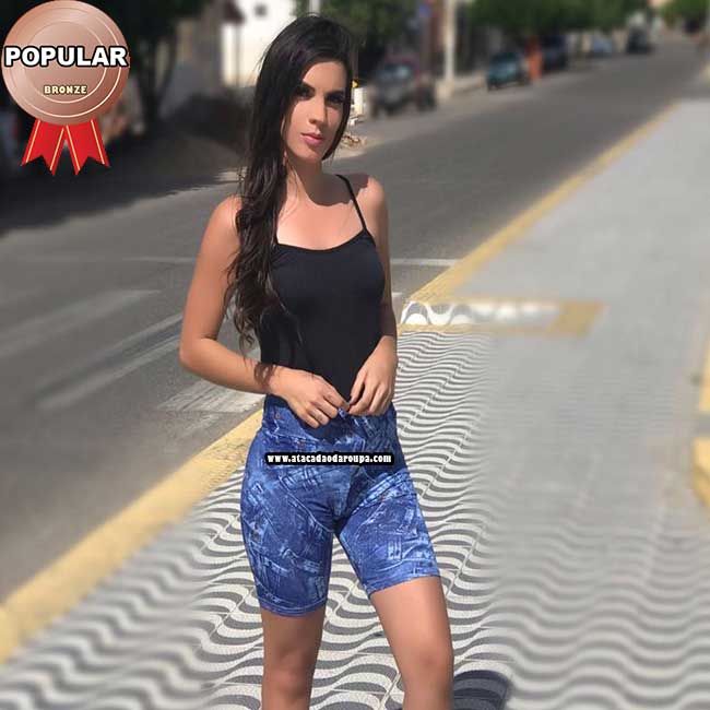 Bermuda Suplex Sublimado Estampa Jeans