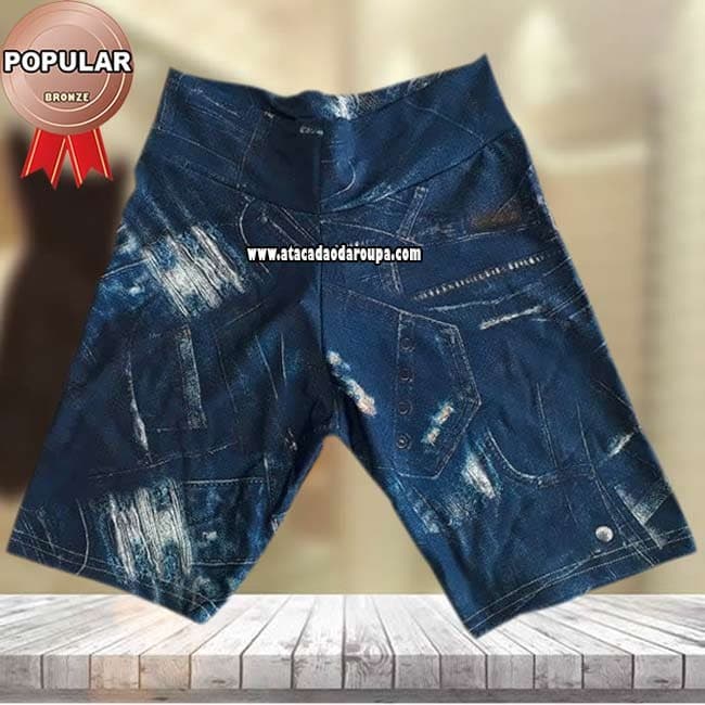 Bermuda Suplex Sublimado Estampa Jeans