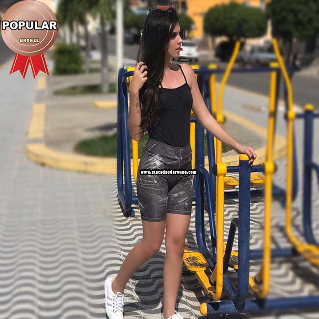 Bermuda Suplex Sublimado Estampa Jeans