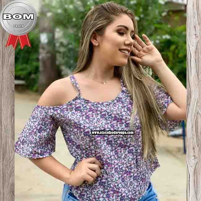 Blusa com Manga em Tricoline M Blusa com Manga em Tricoline M