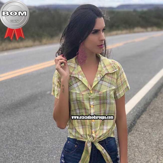 Blusa Xadrez Feminina 3/4