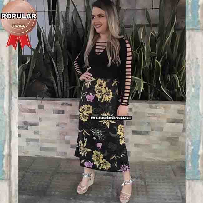 Saia Longa em Helanca Estampas Variadas G