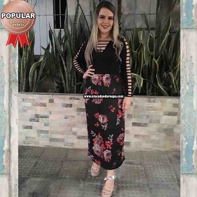 Saia Longa em Helanca Estampas Variadas G