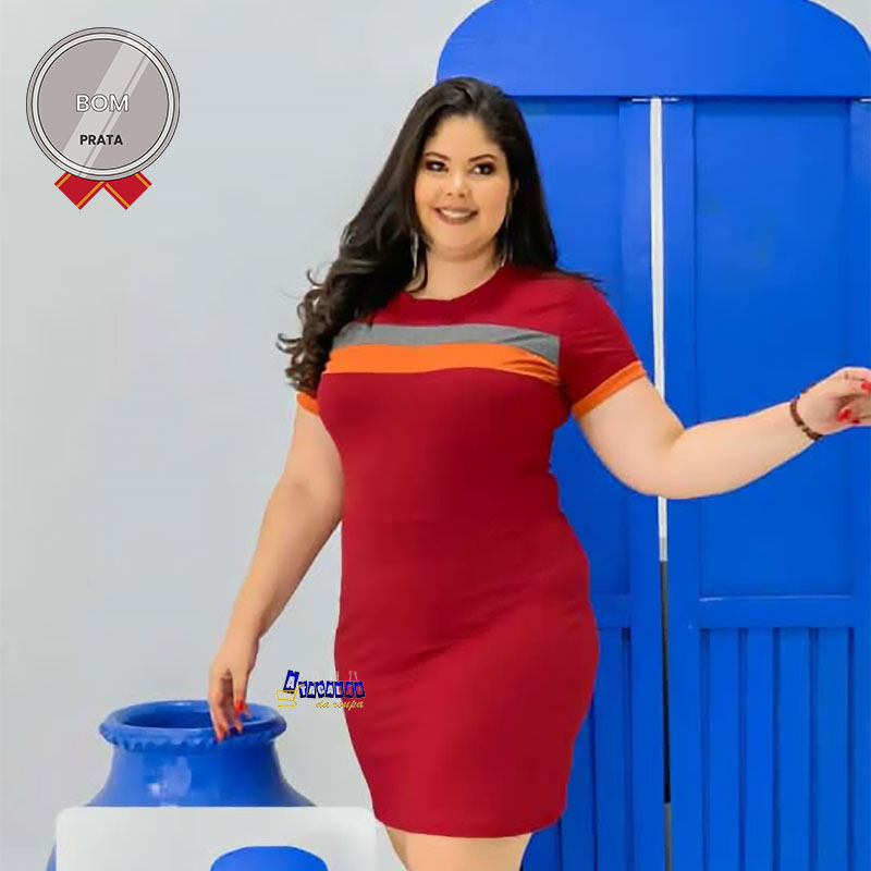 Vestidos Malha Canelada Plus Size GG