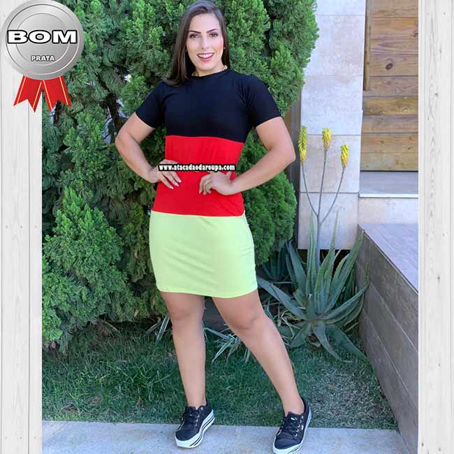 Vestido Bicolor Fio Torcido
