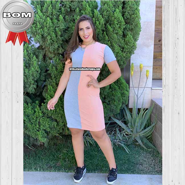 Vestido Bicolor Fio Torcido