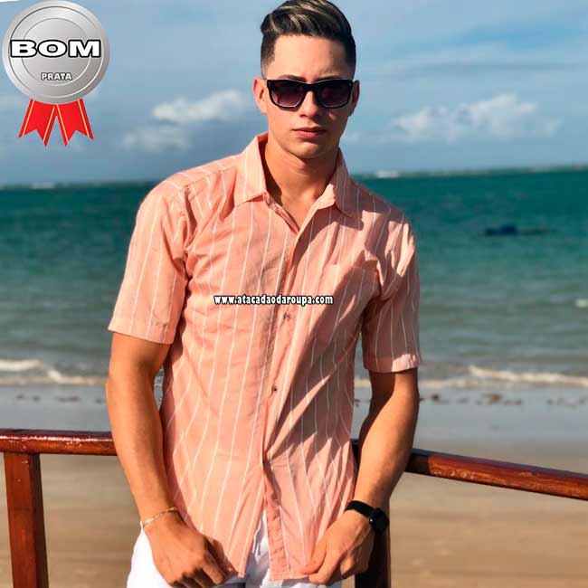 Camisa Social Listrada Masculina