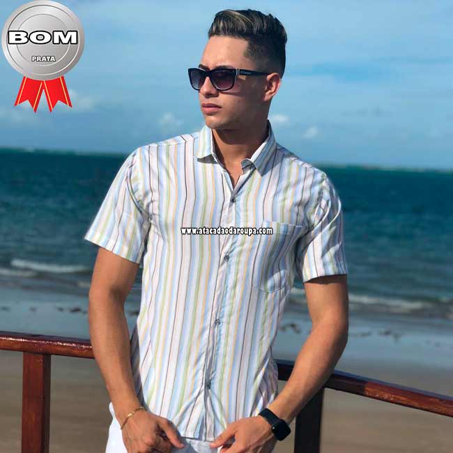 Camisa Social Listrada Masculina