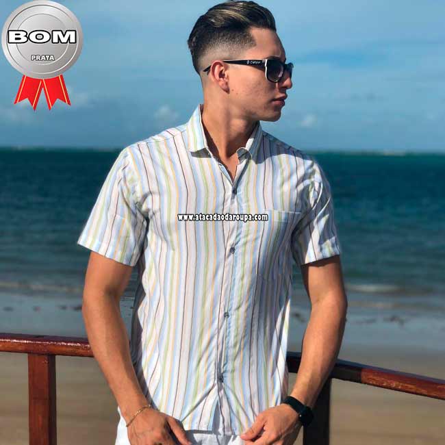 Camisa Social Listrada Masculina