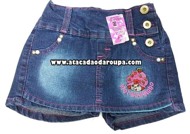 Short Saia Jeans Infantil P/M/G/GG 2 a 6 anos Short Saia Jeans Infantil P/M/G/GG 2 a 6 anos