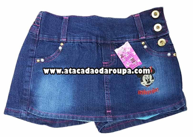 Short Saia Jeans Infantil P/M/G/GG 2 a 6 anos Short Saia Jeans Infantil P/M/G/GG 2 a 6 anos
