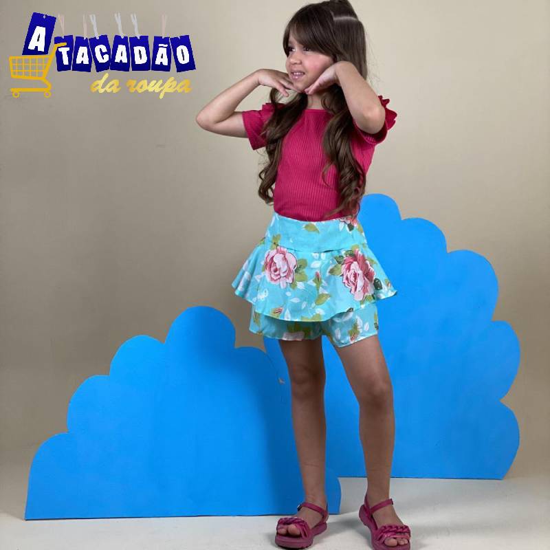 Short Saia Infantil Tricoline