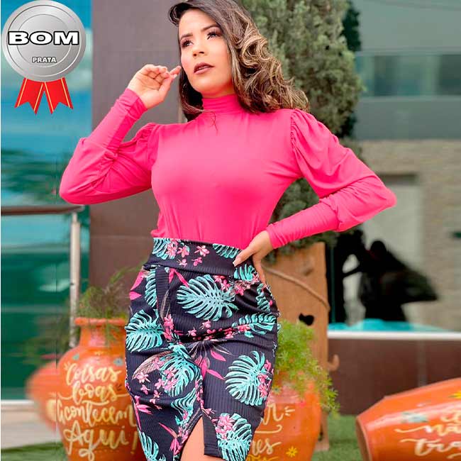 Saias Estampadas Malha Canelada G Saias Estampadas Malha Canelada G