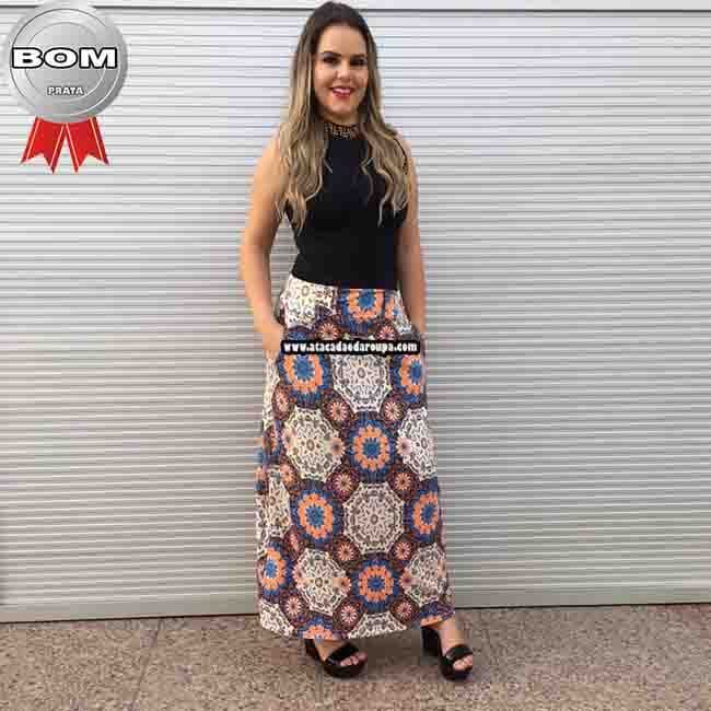 Saia Longa com Bolso Fio Torcido G Saia Longa com Bolso Fio Torcido G