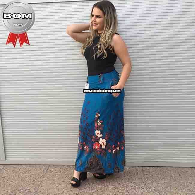Saia Longa com Bolso Fio Torcido G Saia Longa com Bolso Fio Torcido G