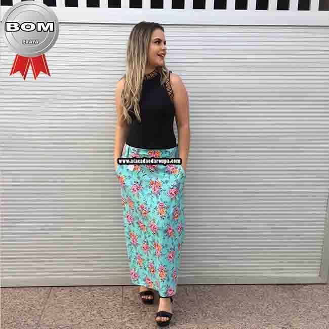 Saia Longa com Bolso Fio Torcido G Saia Longa com Bolso Fio Torcido G