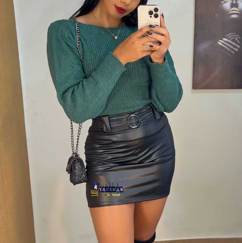 Saia Feminina Em Couro Fake Saia Feminina Em Couro Fake