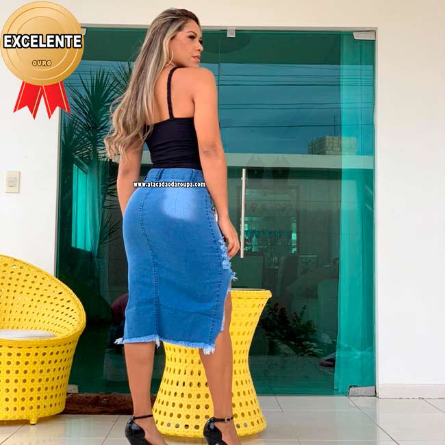 Saia Jeans Mullet Destroyed 38 ao 46 Saia Jeans Mullet Destroyed 38 ao 46