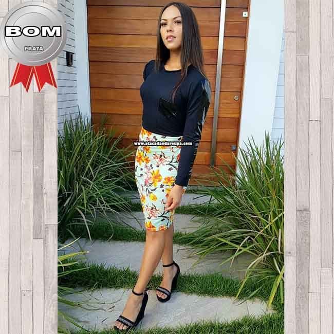 Saia Malha Gold Estampada G Saia Malha Gold Estampada G