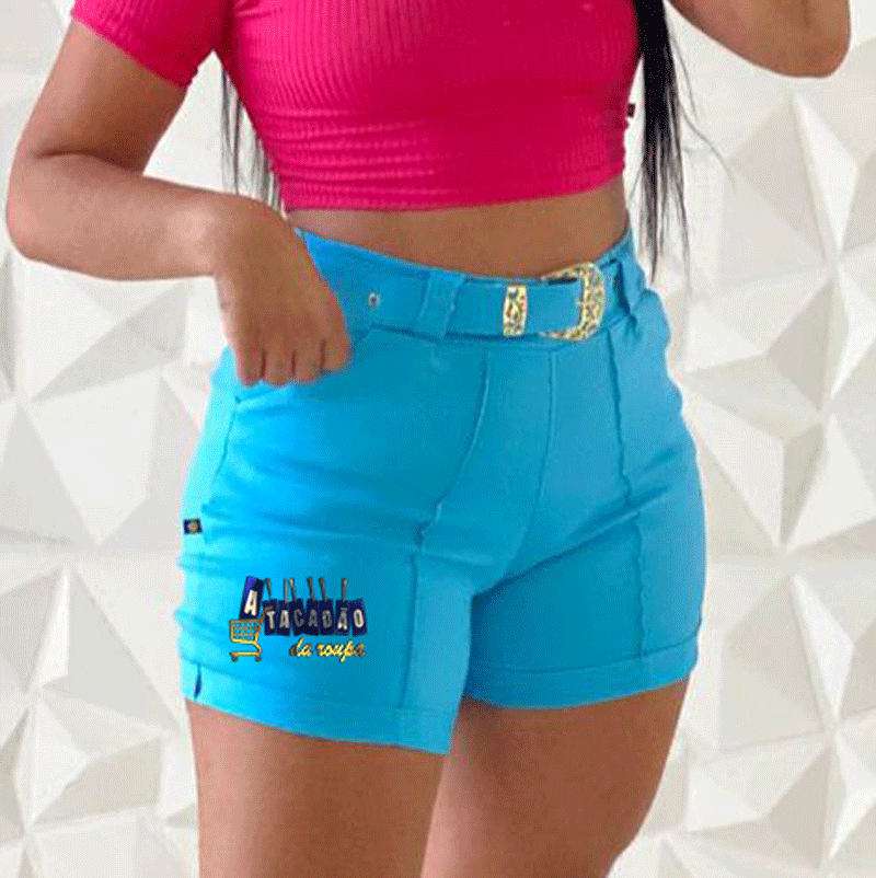 Short Feminino Alfaiataria Com Cinto
