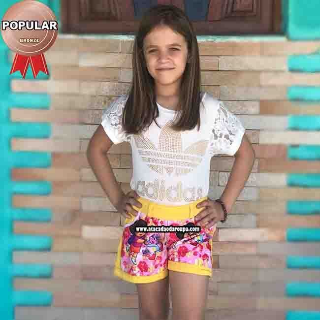 Short Brim Cós Elástico Infantil 4 a 5 Anos Short Brim Cós Elástico Infantil 4 a 5 Anos