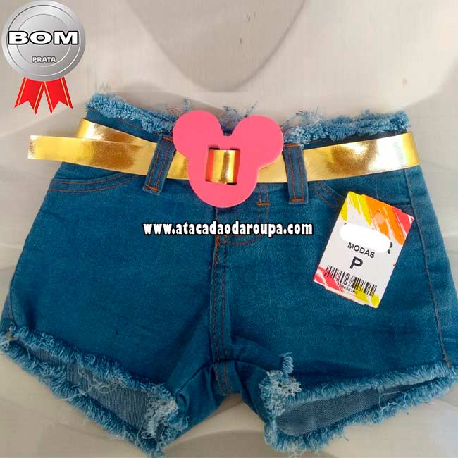 Short Jeans com Cinto Grosso Short Jeans com Cinto Grosso